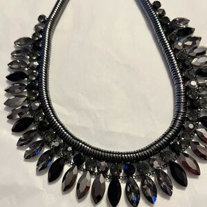 Natasha Couture Black and Gun Metal Necklace